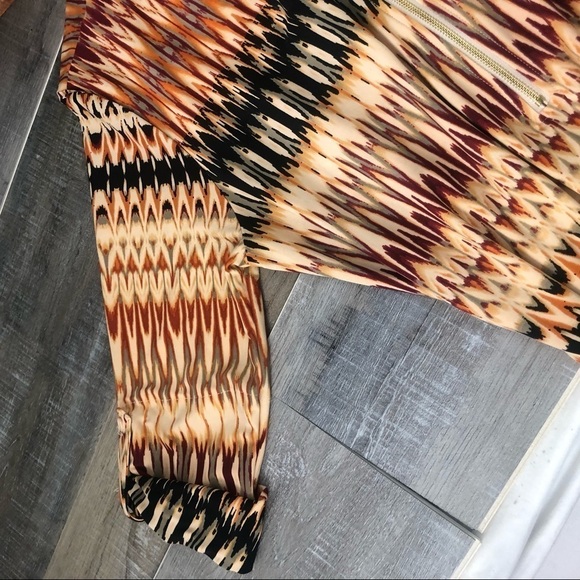 Tacera Black Rust and Maroon Midi Dress V Neck Gold Zipper Size M - Picture 6 of 8